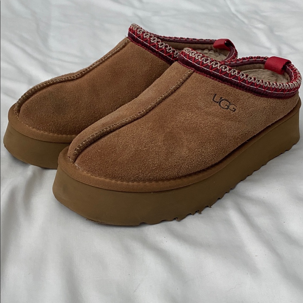 UGG Tazz II Platform Slippers Mules Slides Chestnut Suede Shoes Size 8 - Picture 2 of 14